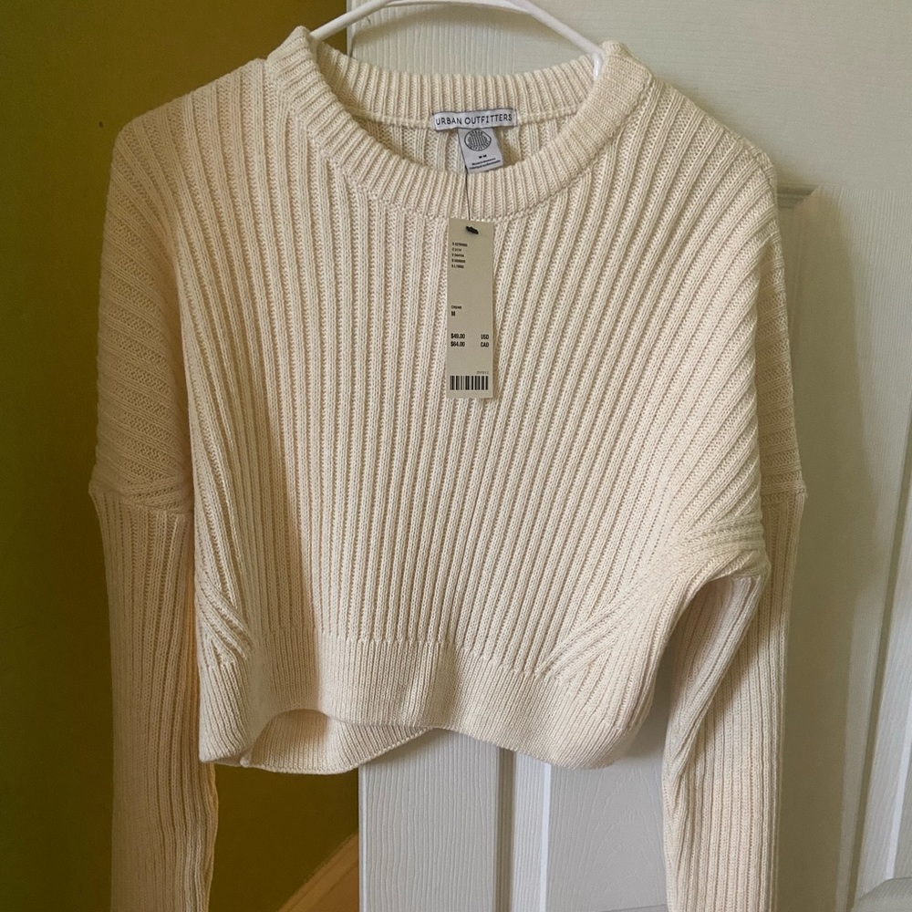 Urban outfitters cropped off white sweater size medium